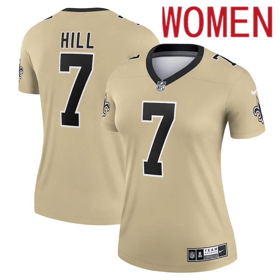 Women New Orleans Saints #7 Taysom Hill Nike Gold Inverted Legend NFL Jersey
